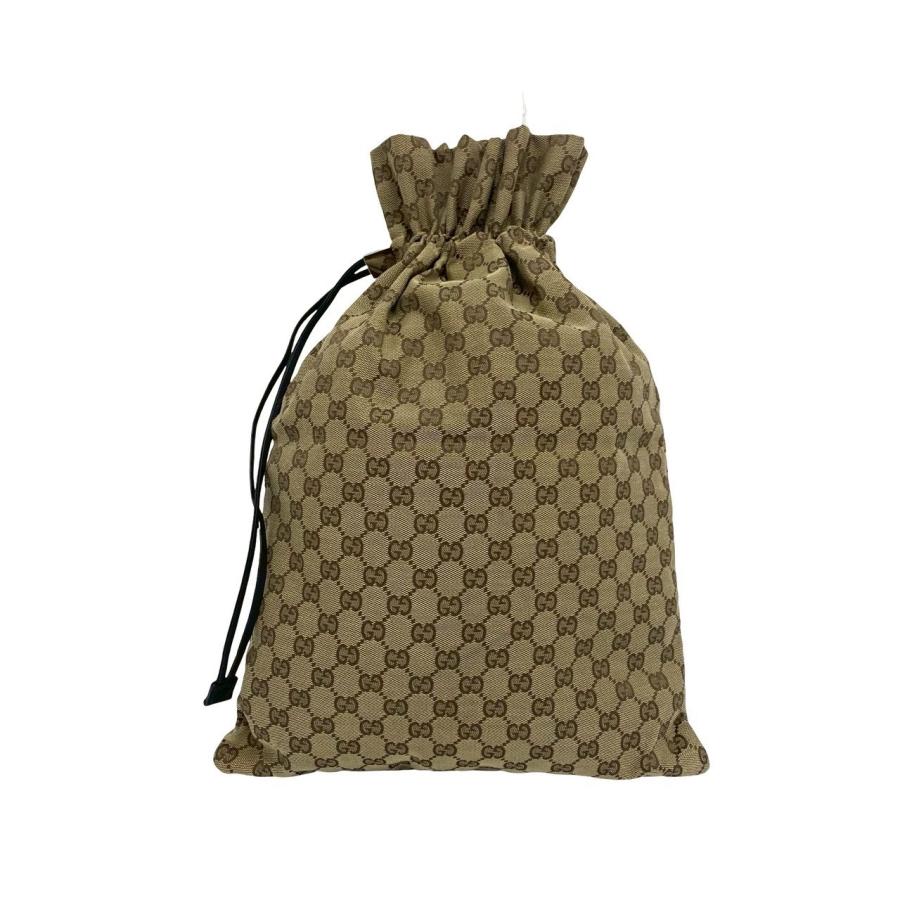 GUCCI グッチ GGキャンバス ハンドバッグ 巾着 GUCCI（グッチ） 極 美品 GG キャンバス レザー 本革 巾着