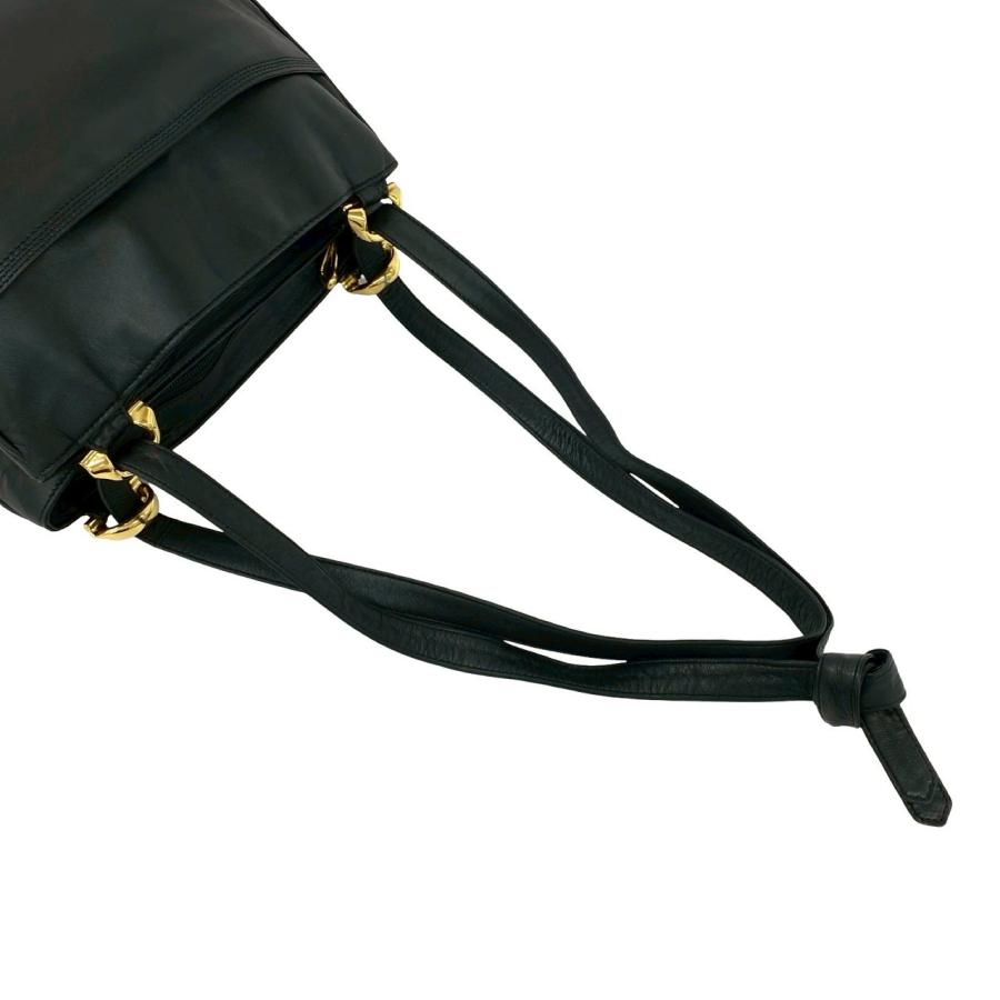 極 美品 LOEWE ロエベ ヴィンテージ アナグラム ロゴ ナッパ レザー 本革 セミ ショルダーバッグ ポシェット ブラック 黒 43867 LOEWE（ロエベ） 極 美品 ヴィンテージ アナグラム ロゴ ナッパ レザー