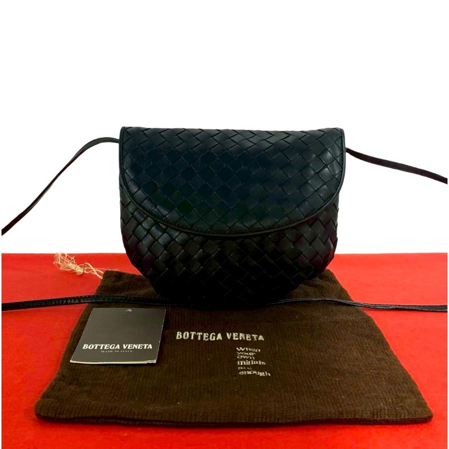 ほぼ未使用 袋付き BOTTEGA VENETA ボッテガヴェネタ イントレチャート レザー 本革 ショルダーバッグ ポシェット ブラック 74946 ほぼ未使用 袋付き BOTTEGA VENETA ボッテガヴェネタ イントレチャート