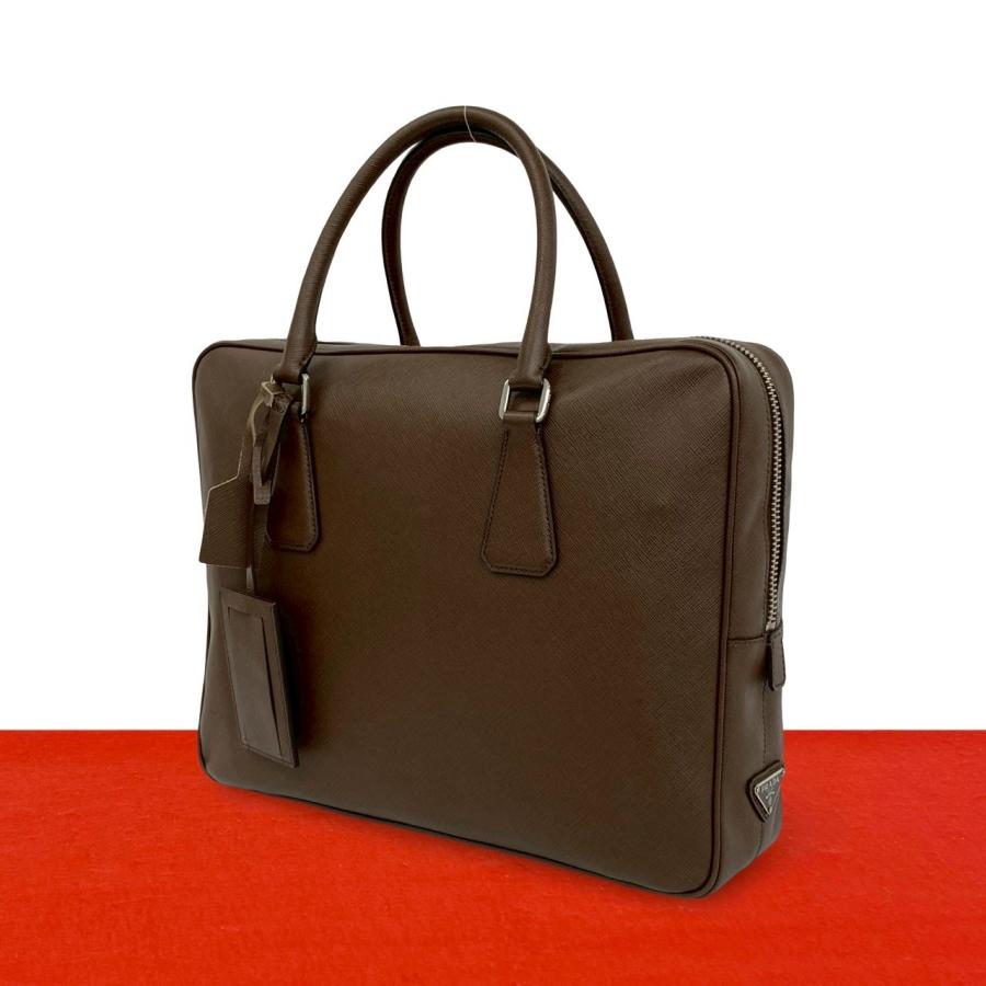PRADA 三角プレートロゴ ナイロンサフィアーノレザーブリーフケース 黒 PRADA（プラダ） 極 美品 三角ロゴ プレート 金具 サフィアーノ レザー