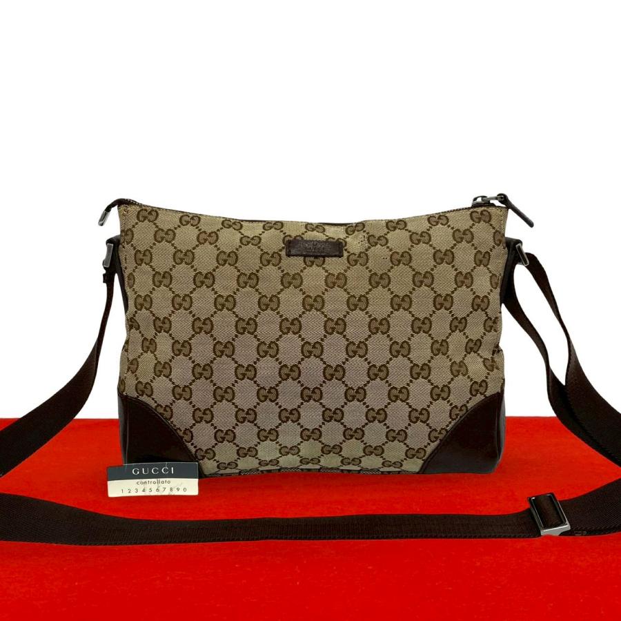 GUCCI（グッチ） 極 美品 GG キャンバス レザー 本革 ショルダーバッグ 