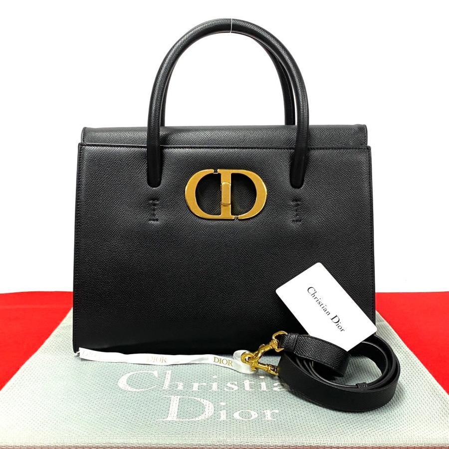 【未使用級】クリスチャンディオール　サントノレ　2way バッグ　レザー　黒 極 美品 カード付 Christian Dior ディオール サントノレ ロゴ 金具