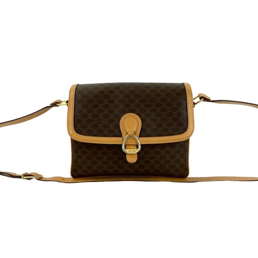 【極美品】CELINE トリオンフ マカダム柄 ポーチ ブラウン レザー 革 CELINE（セリーヌ） 極 美品 ヴィンテージ マカダム ブラゾン