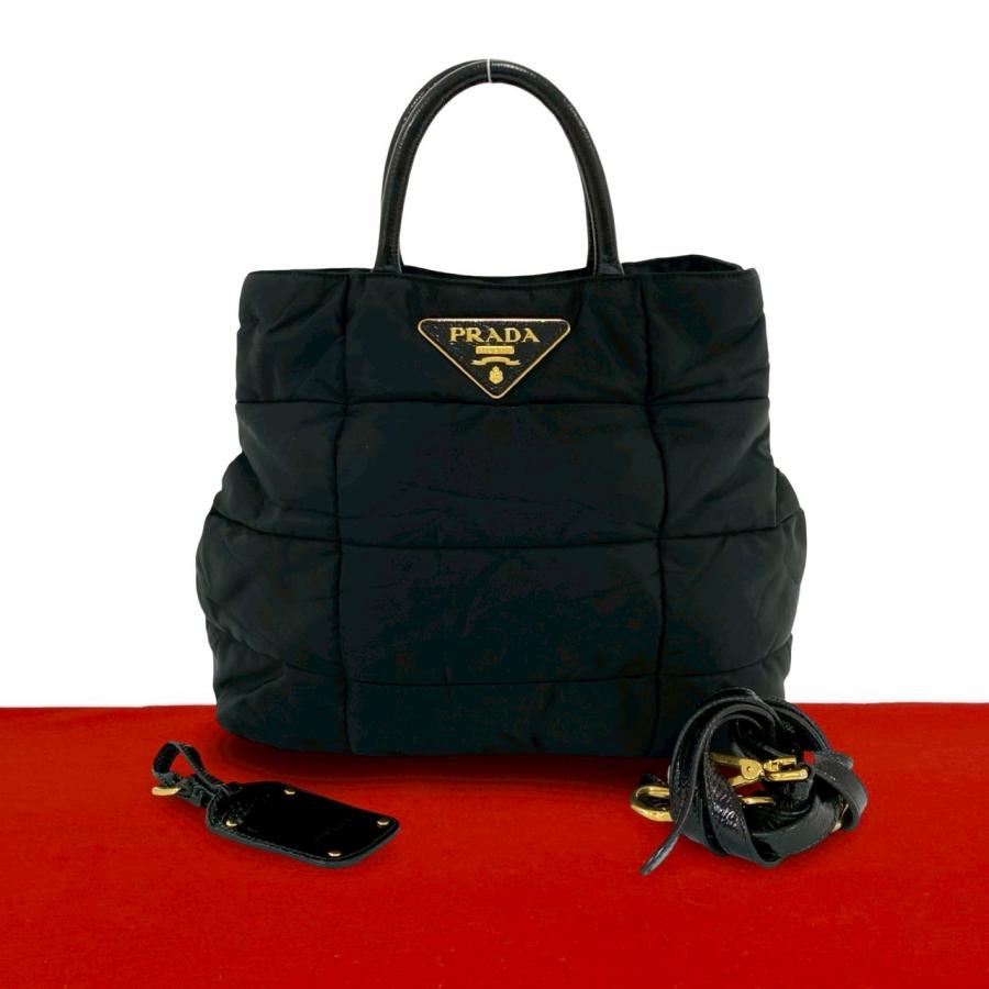 極美品】PRADA トートバッグ ナイロン レザー 三角ロゴ ブラック PRADA
