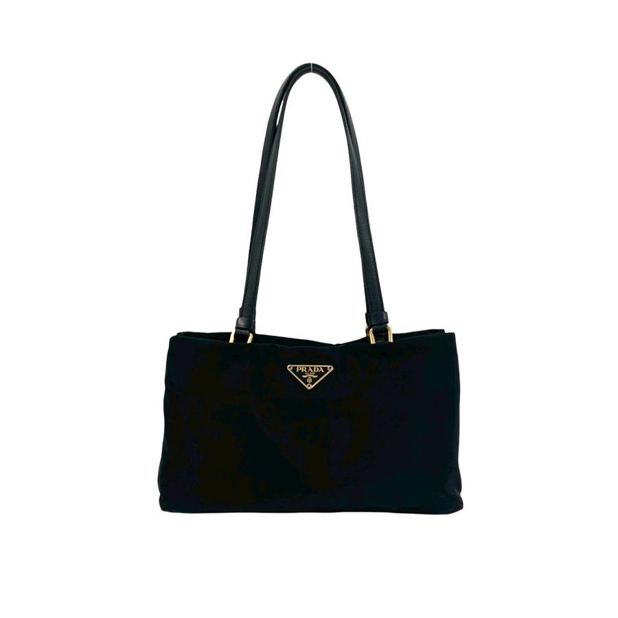 PRADA（プラダ） 極 美品 三角ロゴ 金具 ナイロン レザー トートバッグ