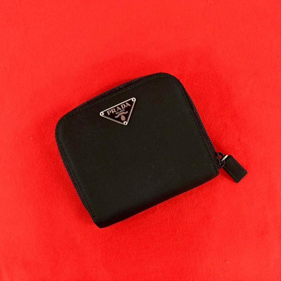 ほぼ未使用 PRADA プラダ 三角ロゴ 金具 テスート ナイロン サフィアーノ レザー 本革 二つ折り 財布 ウォレット ブラック 95526 PRADA（プラダ） ほぼ未使用 三角ロゴ 金具 テスート ナイロン