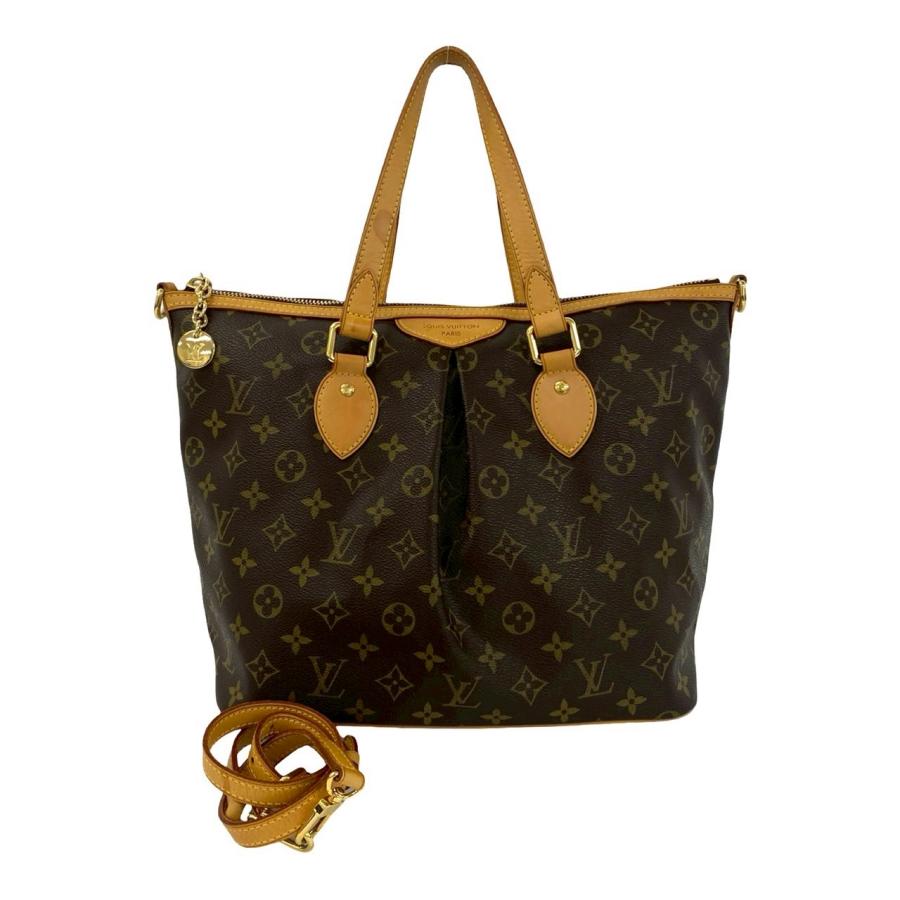 極 美品 LOUIS VUITTON ルイヴィトン パレルモ PM モノグラム レザー 本革 2way ショルダーバッグ トートバッグ ブラウン 茶 25655_1