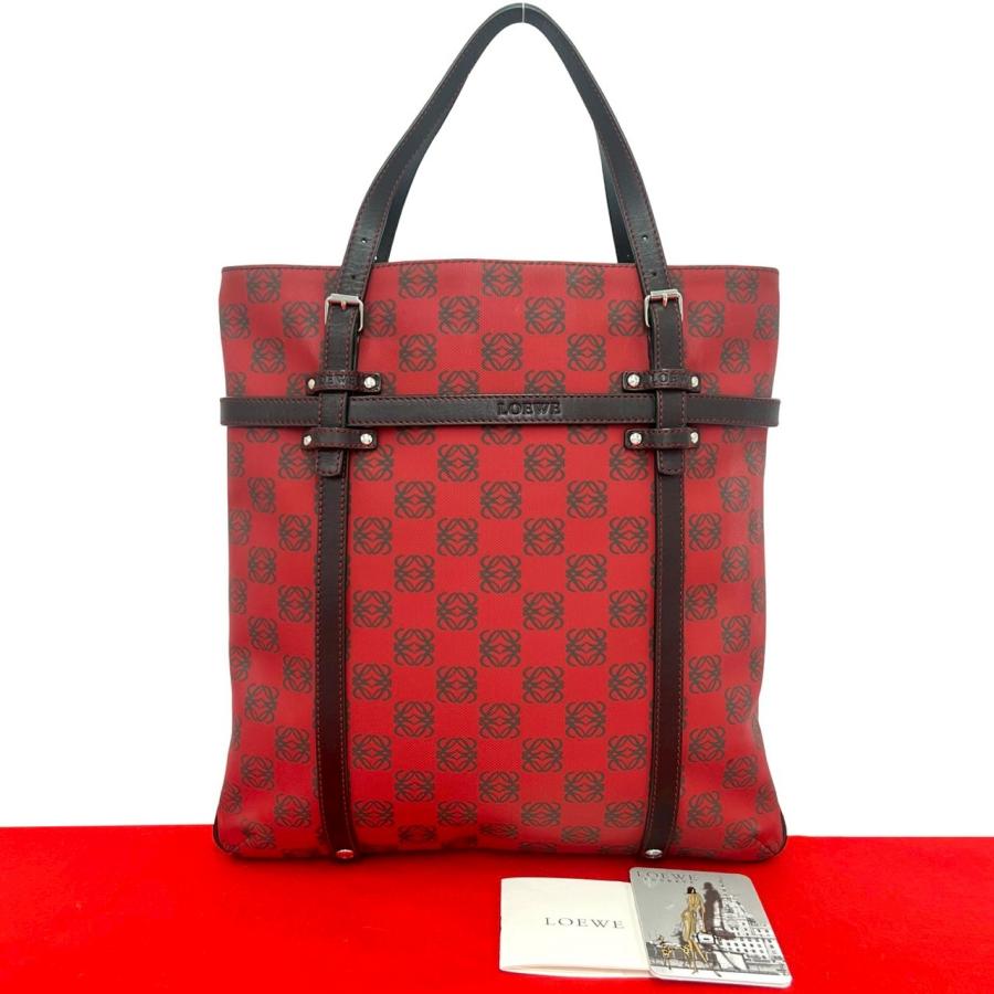 LOEWE（ロエベ） 極 美品 アナグラム ロゴ 総柄 レザー 本革 