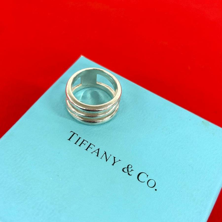 極美品 オールドティファニー ダイアゴナル リング 17号 シルバー925 TIFFANY&Co.（ティファニー） 極 美品 ダイアゴナル シルバー925
