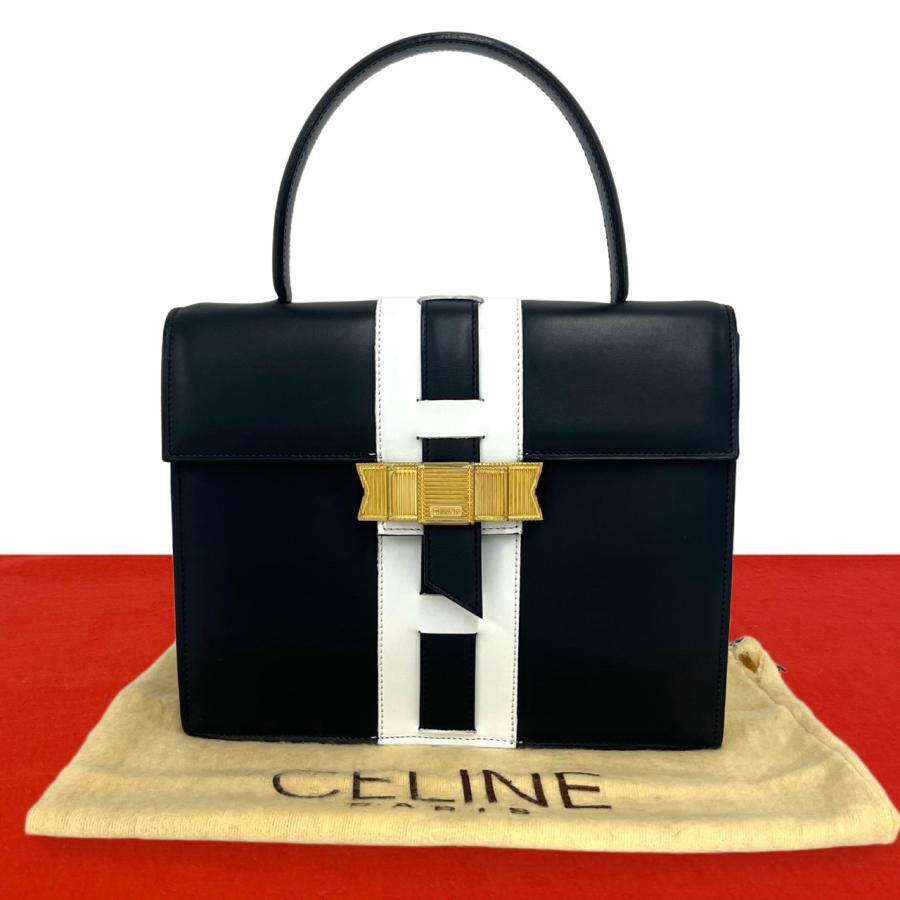 CELINE（セリーヌ） 極 美品 袋付 ヴィンテージ ロゴ リボン 金具 