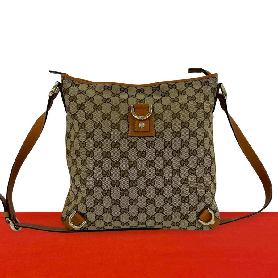 美品 GUCCI トートバッグ GG柄 レッド ブラウン レザー 状態良好 GUCCI（グッチ） 極 美品 GG ロゴ 金具 キャンバス レザー 本革 セミ