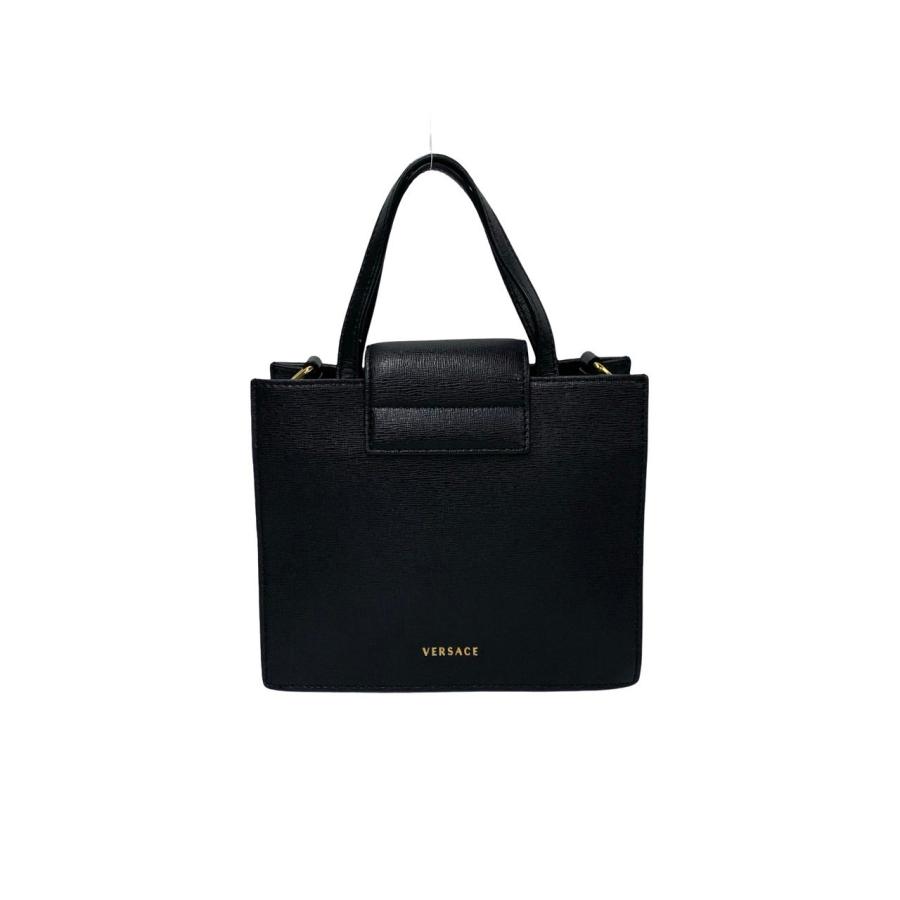 極 美品 VERSACE ヴェルサーチ ヴィルトゥス レターV ロゴ 金具 レザー