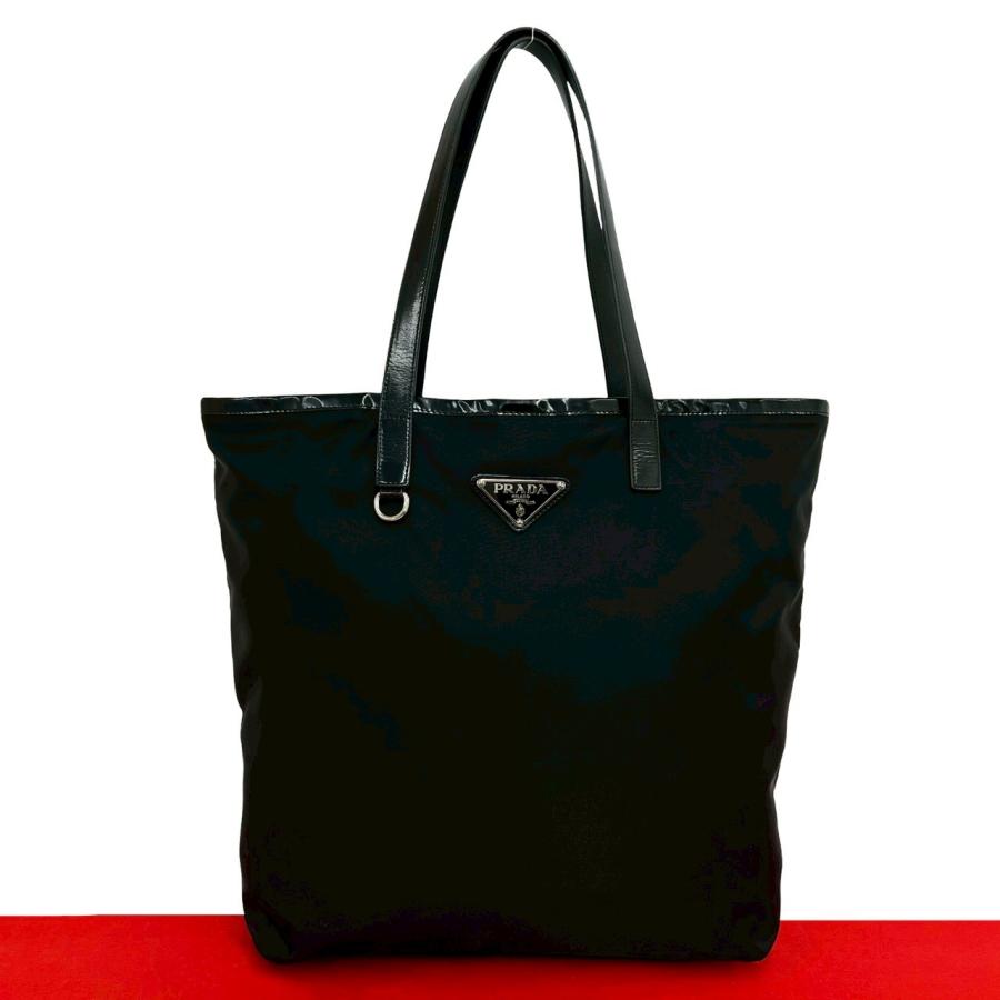 PRADA（プラダ） 極 美品 三角ロゴ プレート 金具 ナイロン レザー 本