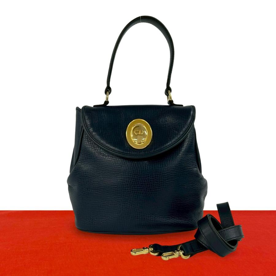 極 美品 Christian Dior ディオール ヴィンテージ CD ロゴ 金具 レザー
