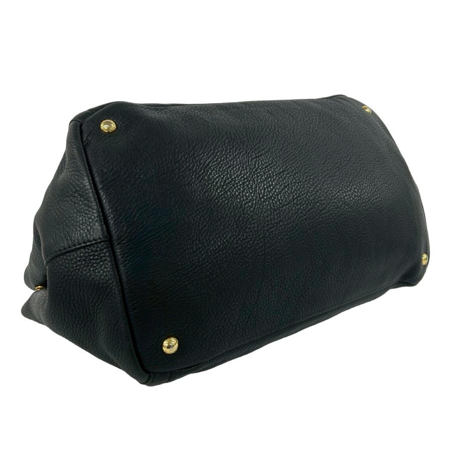 プラダ　三角ロゴ カナパS ブラック　 ハンドバッグ PRADA（プラダ） 極 美品 カナパ 三角ロゴ プレート 金具 レザー 本革
