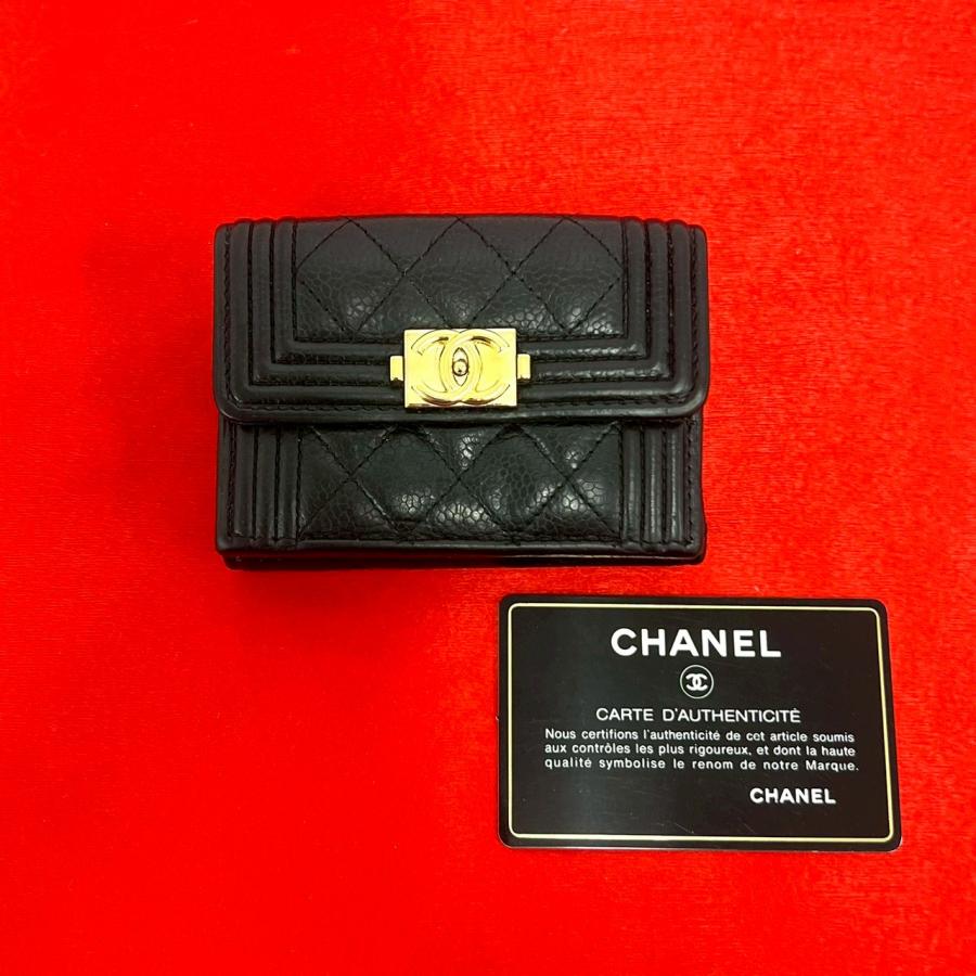 【極美品】シャネル 財布 ボーイシャネル キャビア パース CHANEL（シャネル） 極 美品 カード シール有 28番台 ボーイシャネル
