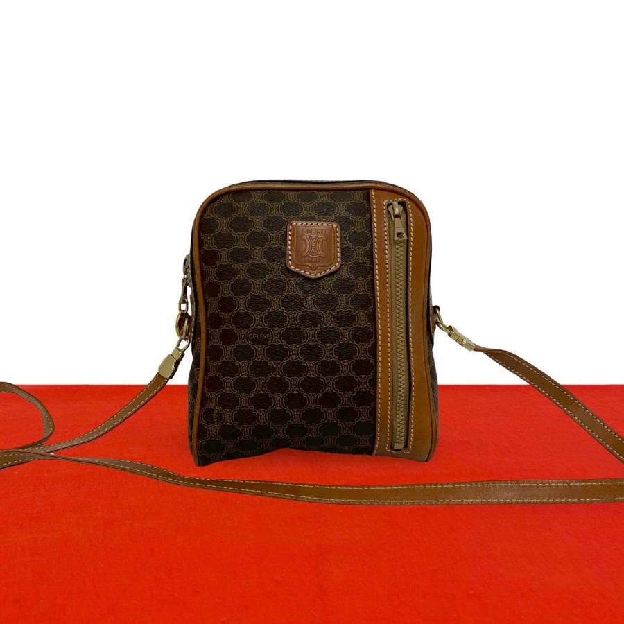 ✨CELINE✨セリーヌ✨マカダム柄✨トリオンフ✨ブラゾン✨ブラウン✨バッグ✨ CELINE（セリーヌ） 極 美品 ヴィンテージ マガダム ブラゾン