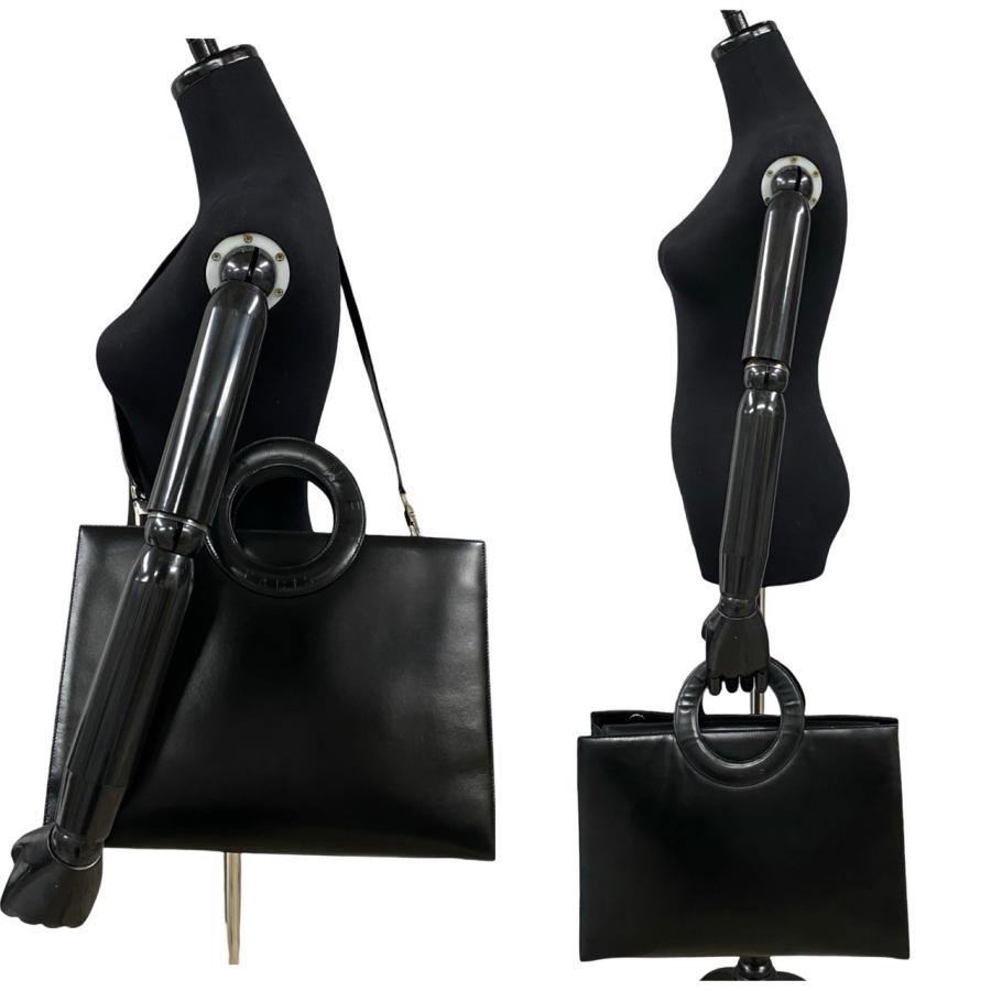 ✨綺麗✨CELINE セリーヌ サークルロゴ 2wayショルダーバッグ ブラック CELINE ほぼ未使用 セリーヌ ヴィンテージ サークル ロゴ レザー