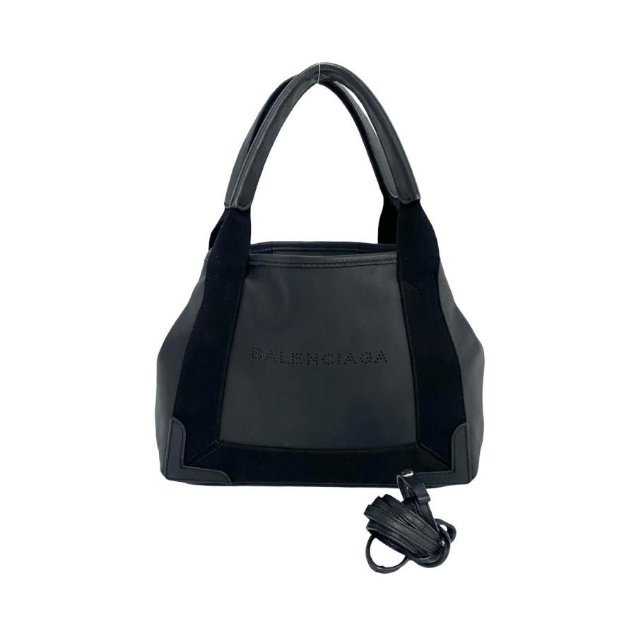極 美品 BALENCIAGA バレンシアガ ネイビーカバス S ロゴ レザー 本革 