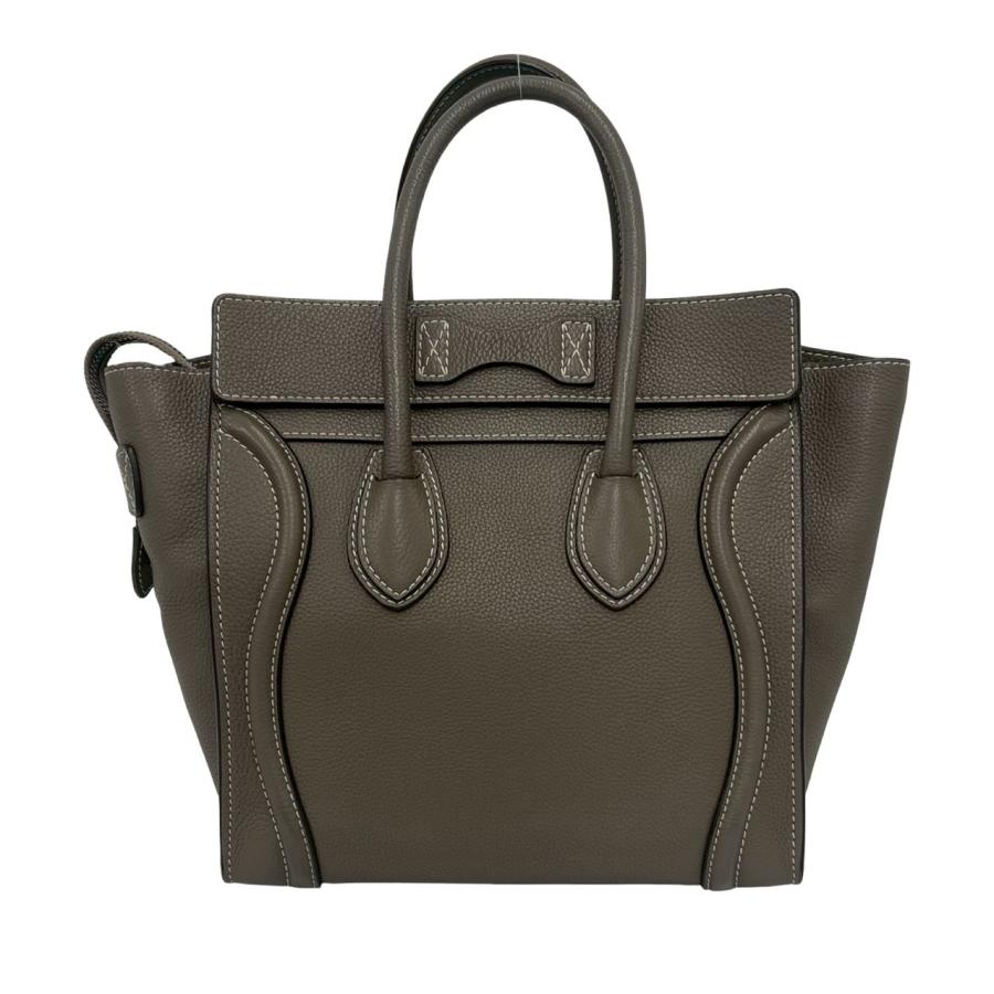 CELINE ラゲージ マイクロショッパー ドラムドカーフスキン ハンドバッグ CELINE（セリーヌ） 極 美品 ラゲージ マイクロショッパー ドラムド