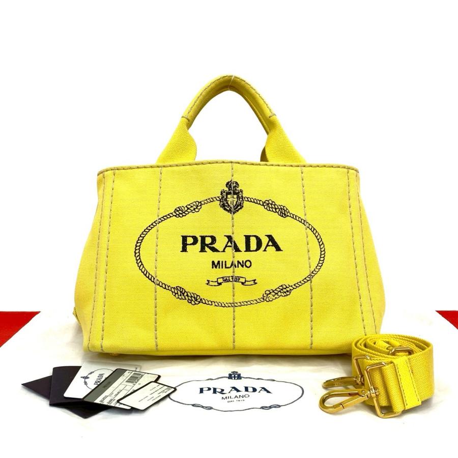 PRADA（プラダ） 極 美品 袋付き カナパ 2way ロゴ キャンバス