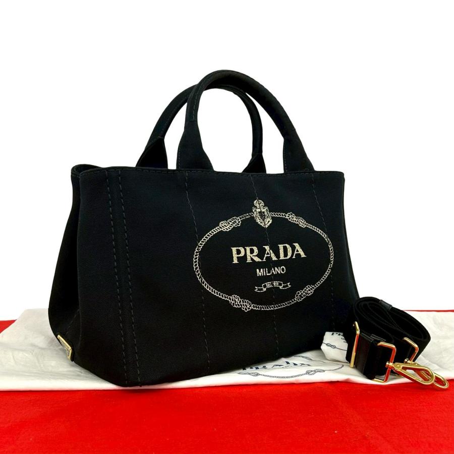 PRADA（プラダ） 極 美品 袋付き カナパ 三角ロゴ 金具 キャンバス 