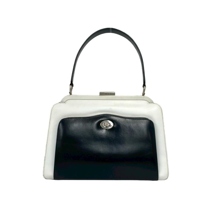 極美品　オールドグッチ　GUCCI レザー　ハンドバッグ　A4可能 ホワイト GUCCI（グッチ） 極 美品 オールドグッチ バイカラー ロゴ 金具 レザー