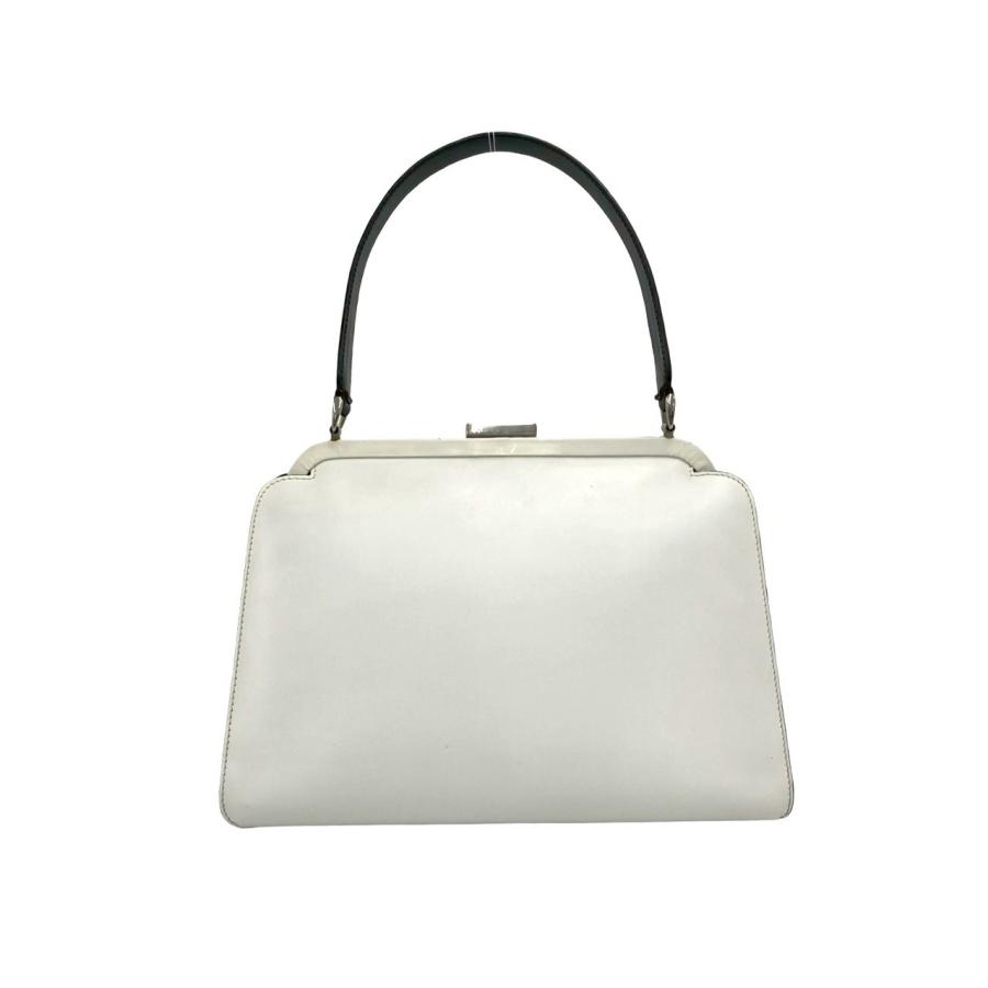 GUCCI グッチ　オールドグッチ　ハンドバッグ　レザー　白系　金ロゴ GUCCI（グッチ） 極 美品 オールドグッチ バイカラー ロゴ 金具 レザー