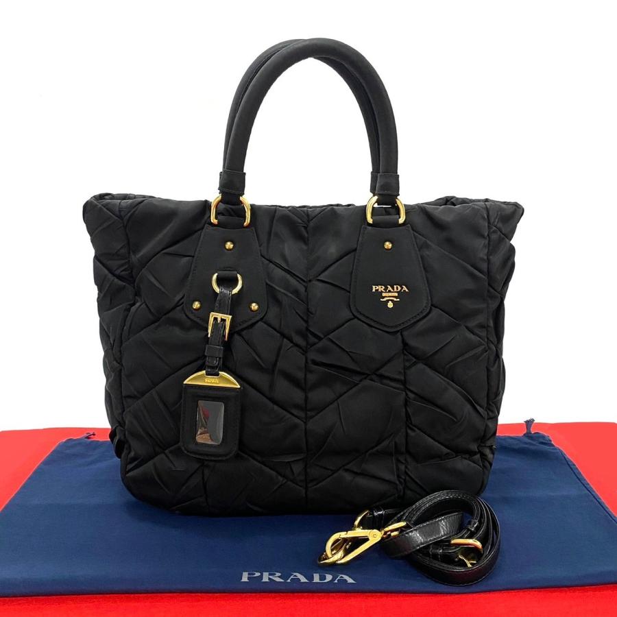 PRADA（プラダ） 極 美品 希少品 ロゴ 金具 ナイロン レザー 2way