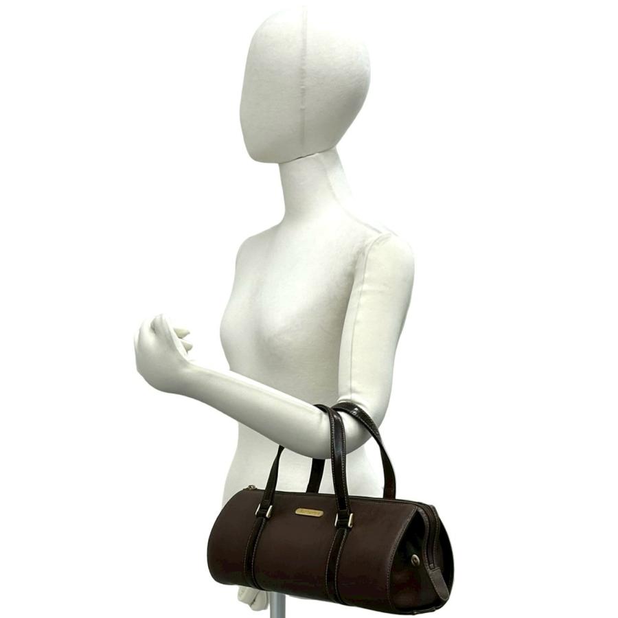 【美品】バーバリー☆シボ革　裏地ノバチェック　希少　筒型　ハンドバッグ BURBERRY（バーバリー） 極 美品 ヴィンテージ ノバチェック 柄 ロゴ