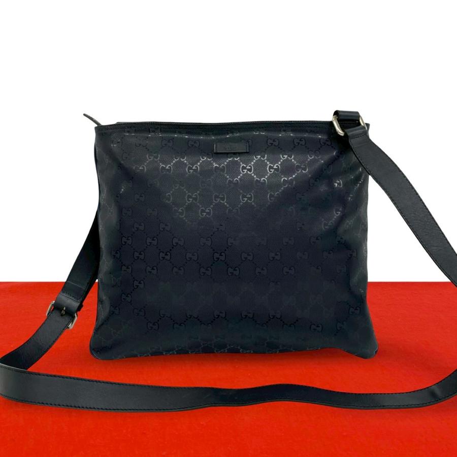 極 美品 希少品 GUCCI グッチ GGインプリメ ロゴ 柄 レザー 本革 ショルダーバッグ クロスボディバッグ メンズ ネイビー 紺 69885 GUCCI（グッチ） 極 美品 希少品 GGインプリメ ロゴ 柄 レザー 本革