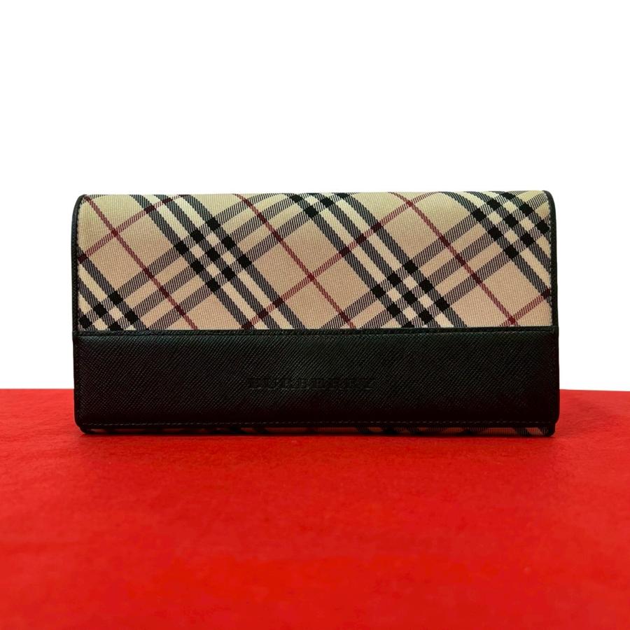 BURBERRY バーバリー 長財布 ノバチェック レザー ブラック BURBERRY