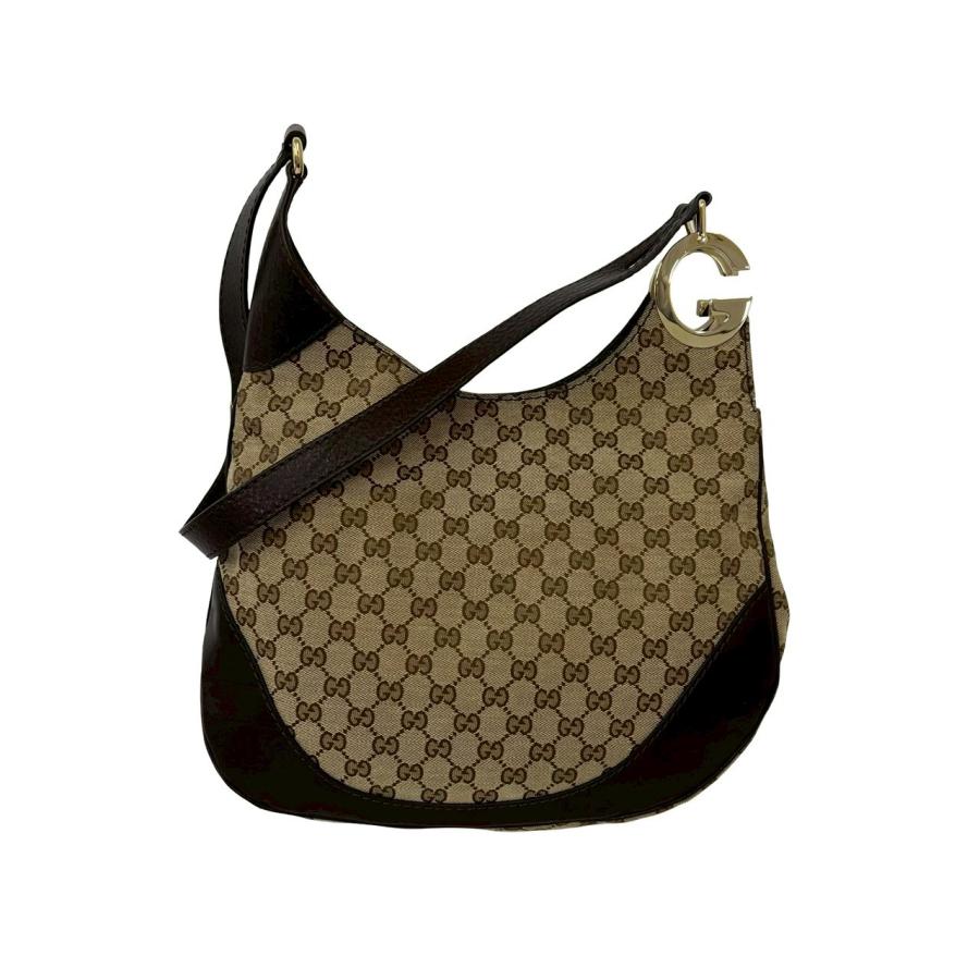 c*様 GUCCI GG柄 ショルダーバッグ ブラウン GUCCI（グッチ） 極 美品 袋付き ロゴ 金具 GG 柄 キャンバス レザー