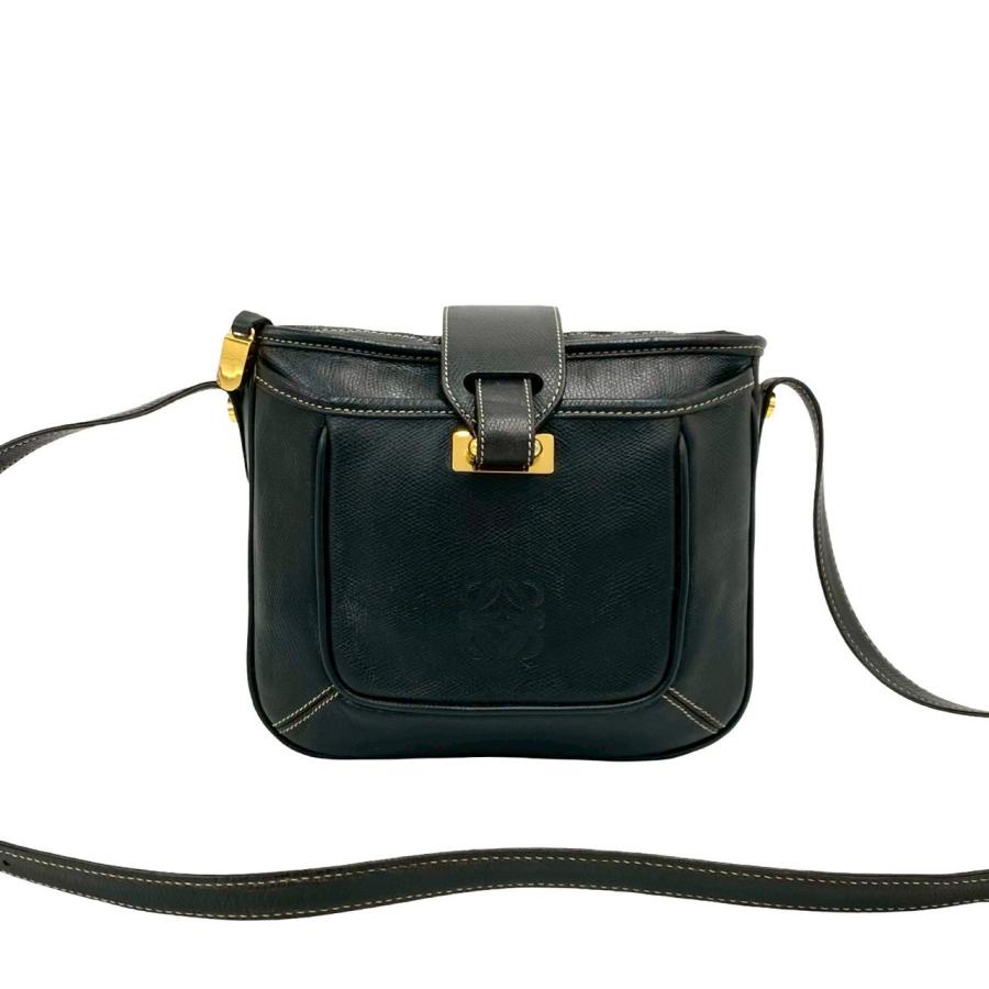 LOEWE（ロエベ） 極 美品 希少品 アナグラム 型押し ロゴ レザー 本革 