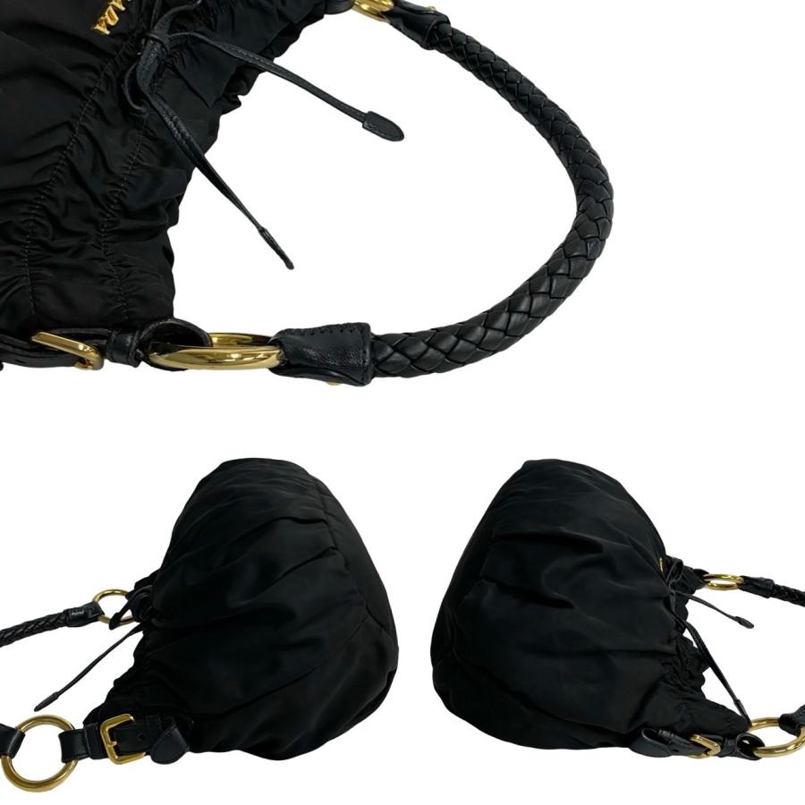 極 美品 希少品 PRADA プラダ ゴールド ロゴ 金具 ナイロン レザー 本 