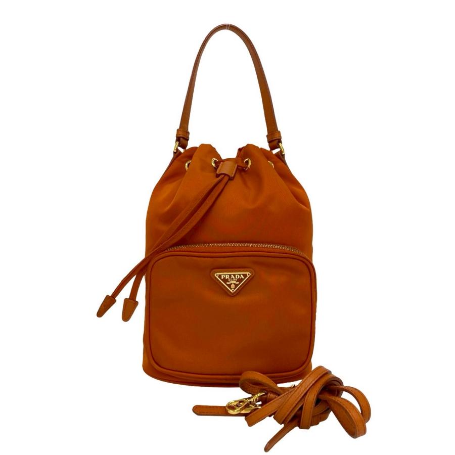 PRADA（プラダ） 極 美品 三角ロゴ 金具 ナイロン サフィアーノ レザー
