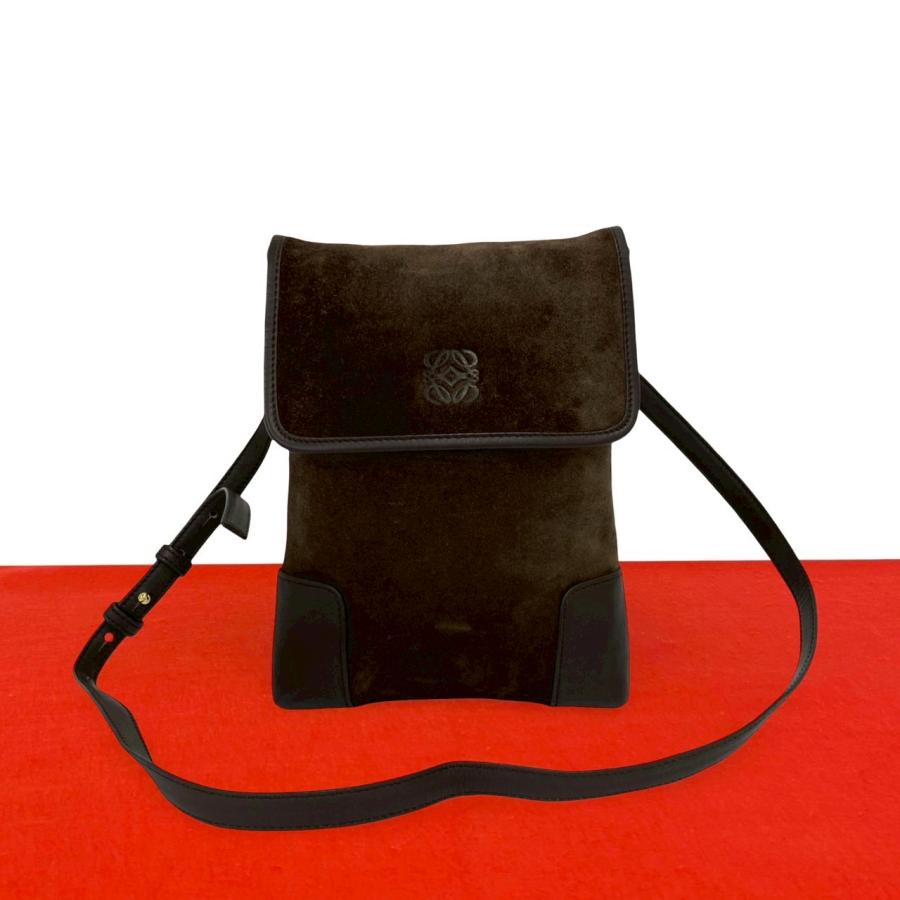 極 美品 ロエベ アナグラム スウェードセミ ショルダーバッグ ワンショルダー. LOEWE（ロエベ） 極 美品 ヴィンテージ アナグラム ロゴ 型押し