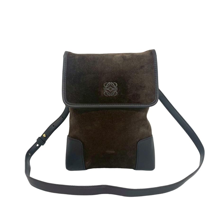 極 美品 ロエベ アナグラム スウェードセミ ショルダーバッグ ワンショルダー. LOEWE（ロエベ） 極 美品 ヴィンテージ アナグラム ロゴ 型押し