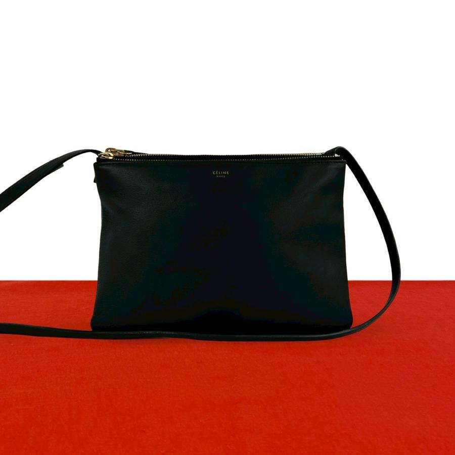 CELINE（セリーヌ） 極 美品 トリオ レザー 本革 ショルダーバッグ 