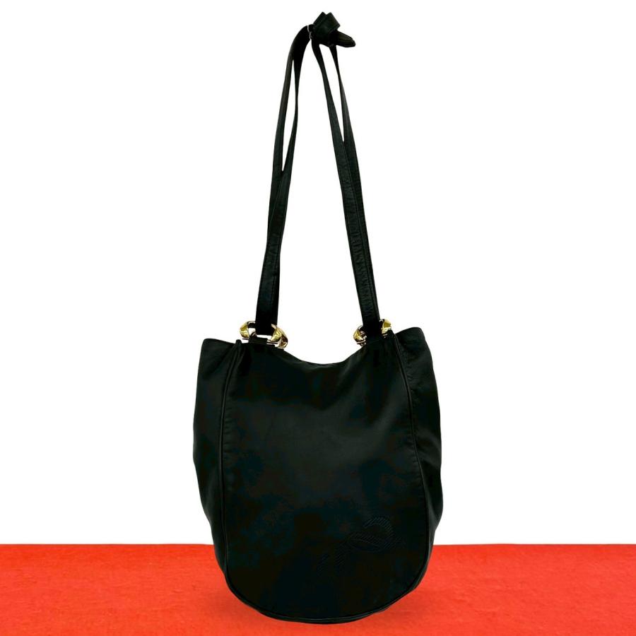 美品‼️ロエベ アナグラムロゴ レザーショルダーバッグ ブラック 黒 本革 LOEWE（ロエベ） 極 美品 ヴィンテージ アナグラム ロゴ 型押し レザー