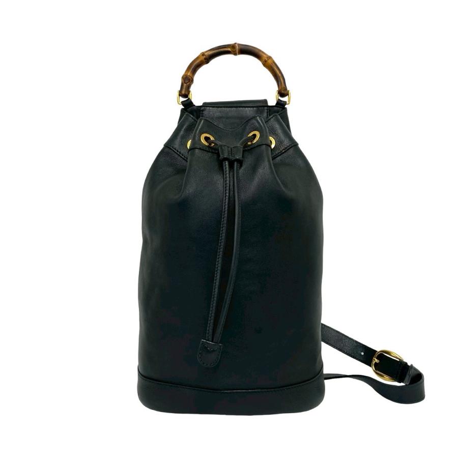 希少　GUCCI グッチ　ボディバッグ　バンブー　レザー　ロゴ刻印　ブラック GUCCI（グッチ） 極 美品 オールドグッチ ヴィンテージ バンブー