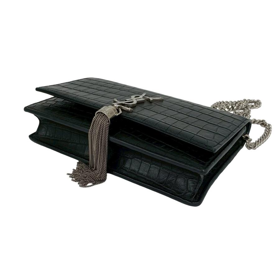 極 美品 SAINT LAURENT PARIS サンローランパリ YSL ロゴ 金具 レザー