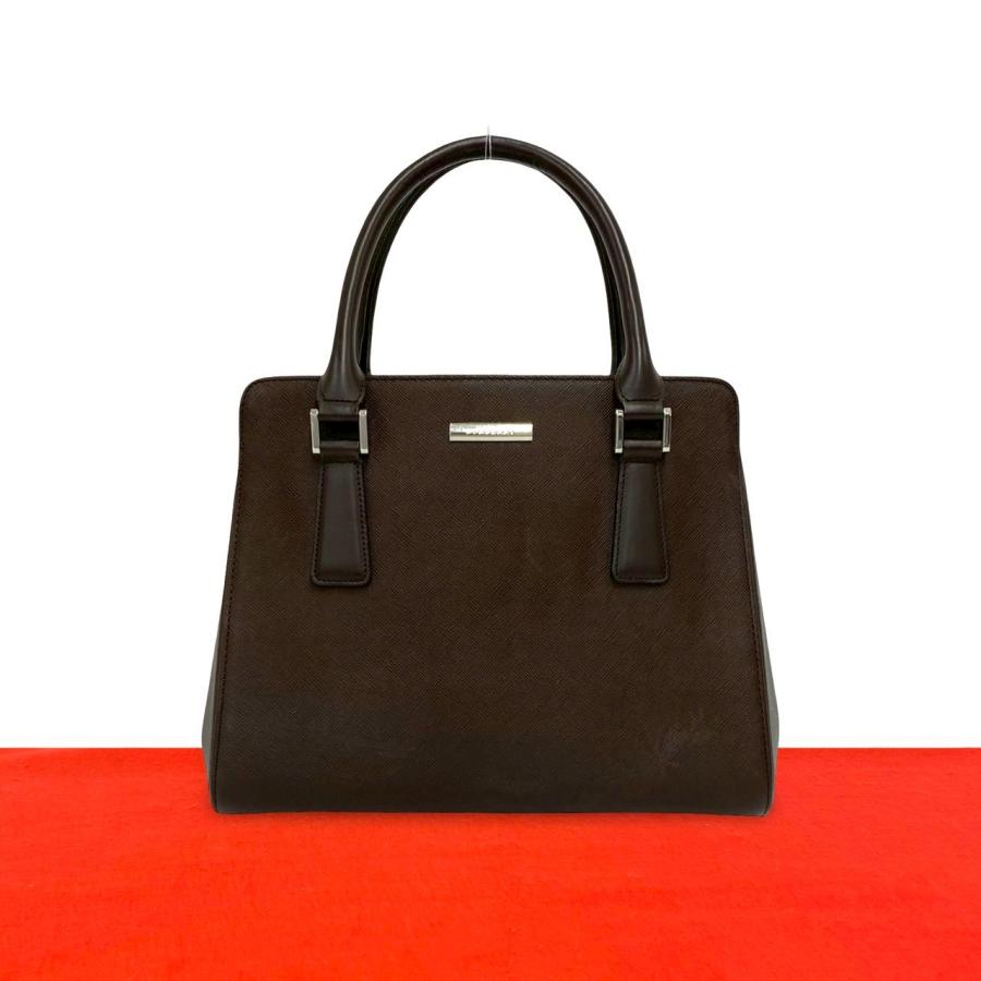 【美品】バーバリー ロゴプレート サフィアーノレザー ハンドバッグ ノバチェック BURBERRY（バーバリー） ほぼ未使用 ノバチェック 柄 ロゴ プレート