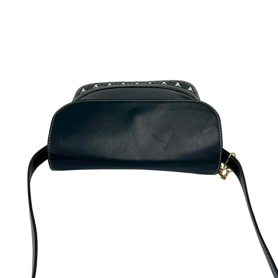 極 美品 希少品 YVES SAINT LAURENT イヴ・サンローラン カットアウト ロゴ チャーム レザー 本革 ショルダーバッグ ネイビー 紺 80563_4