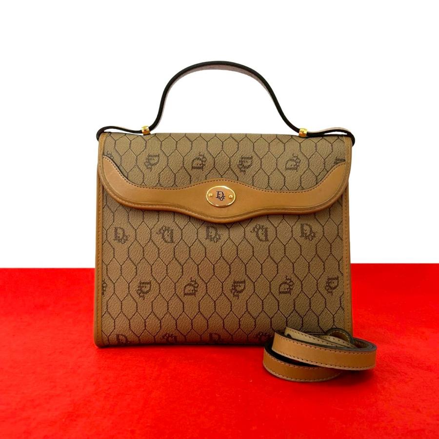 値下げ　Christian Dior ヴィンテージ　ハニカム柄2wayショルダー 極 美品 Christian Dior ディオール ヴィンテージ ハニカム柄 ロゴ