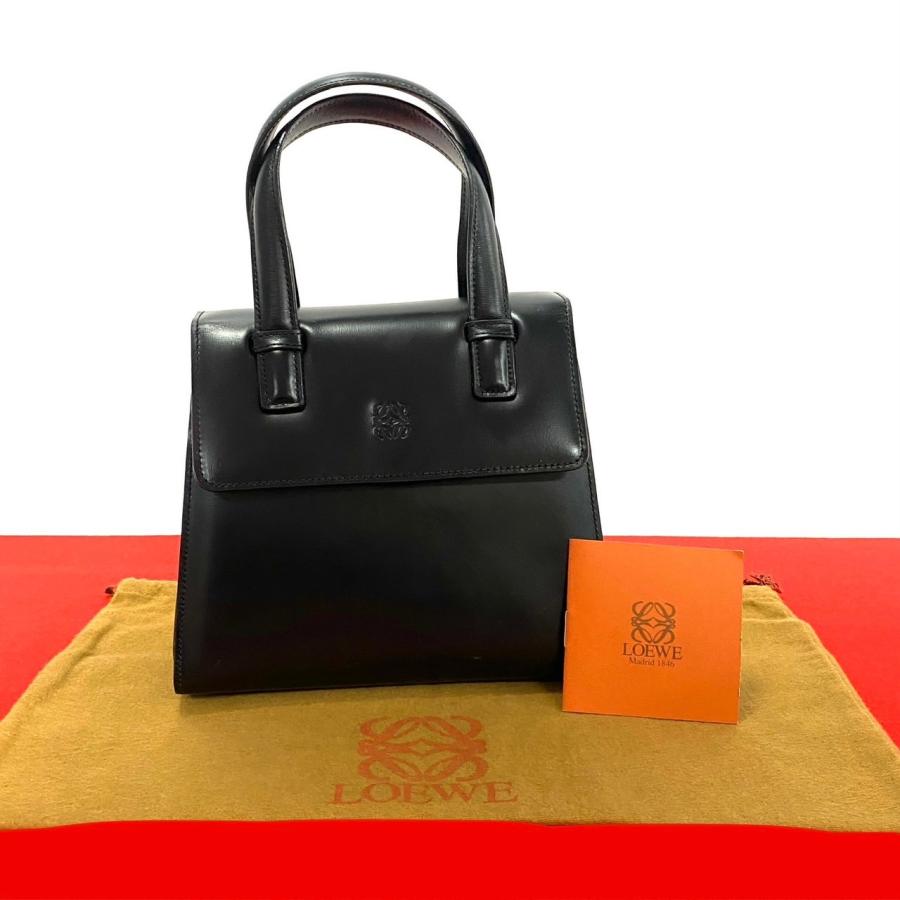 LOEWE 極 美品 希少品 ロエベ アナグラム ロゴ モチーフ カーフ レザー  