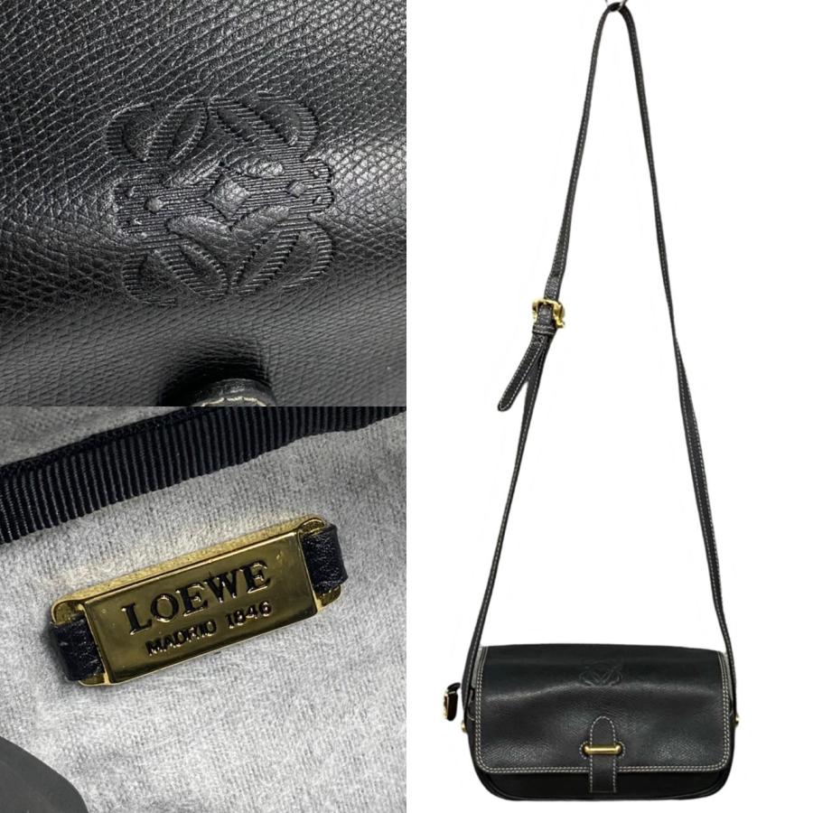 正規品LOEWEショルダーバッグポシェットブラックヴィンテージアナグラムレザー LOEWE ロエベ ショルダーバッグ ブラック アナグラム レザー vintage