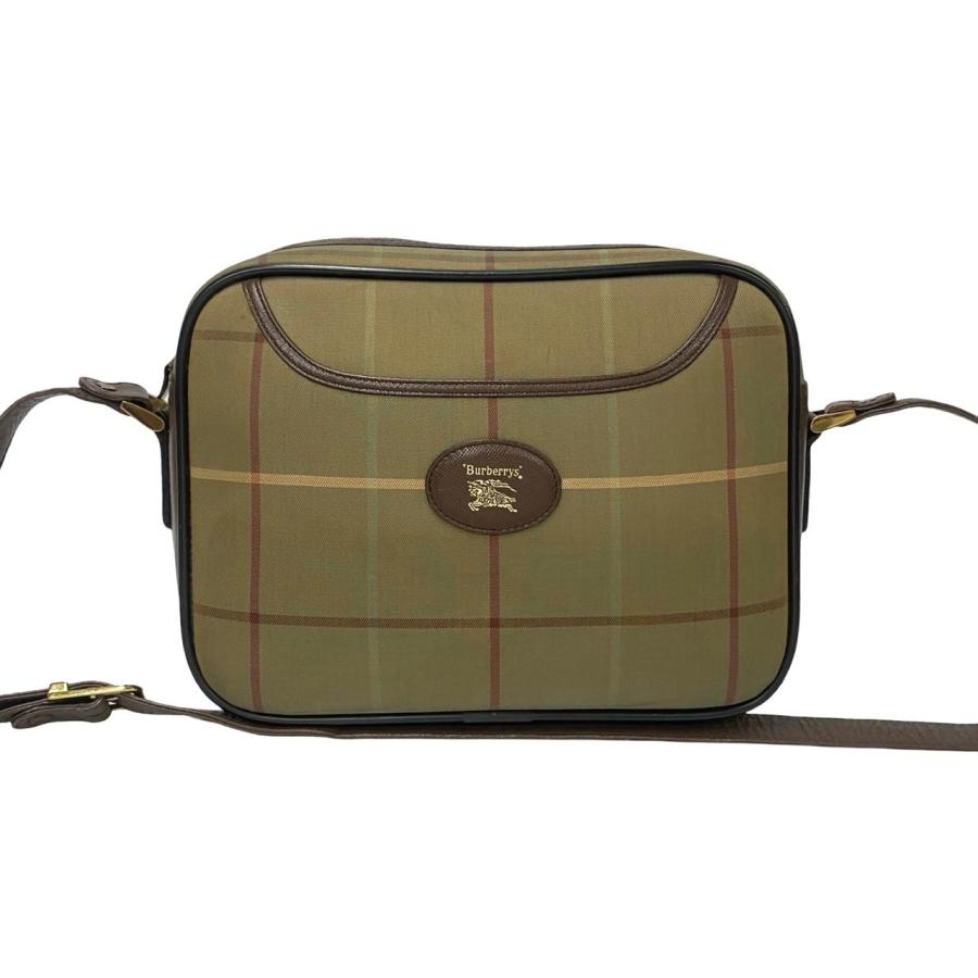 極 美品 希少品 Burberrys バーバリーズ ヴィンテージ ノバチェック レザー 本革 キャンバス ショルダーバッグ ポシェット ブラウン 31568_1