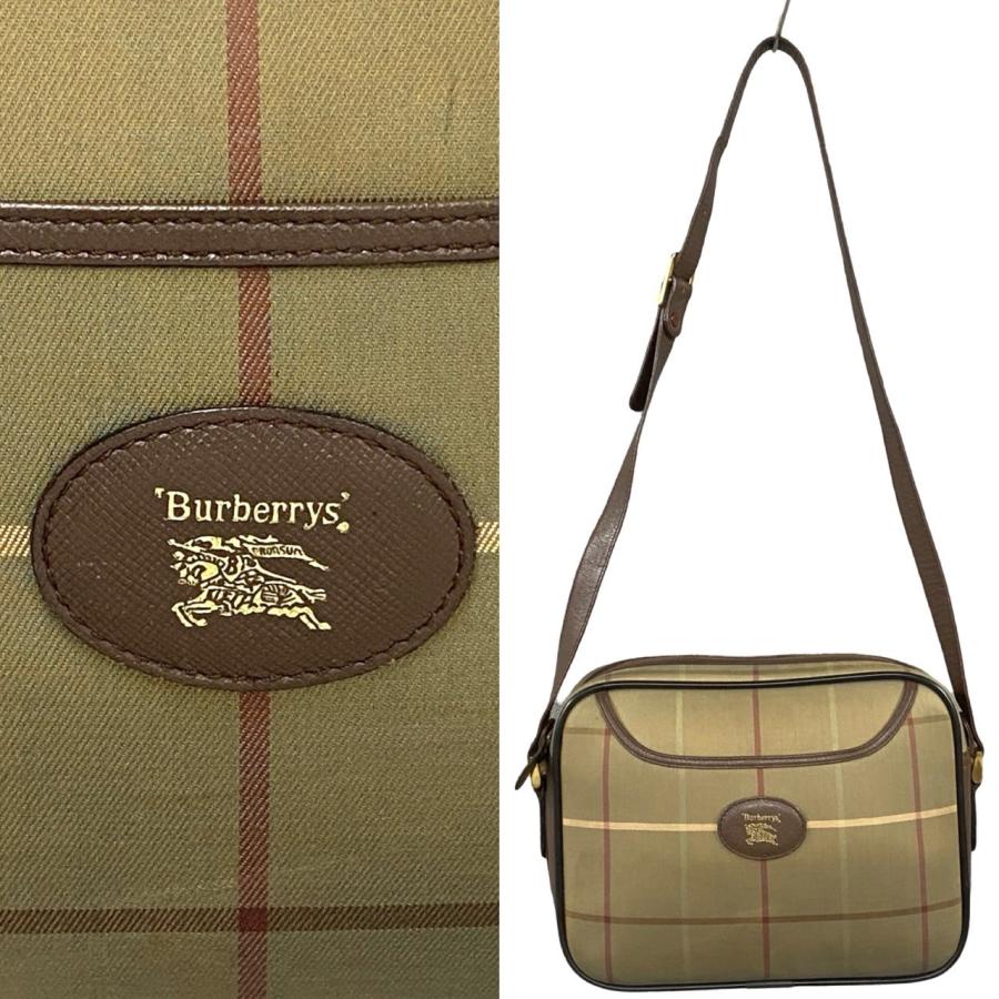 極 美品 希少品 Burberrys バーバリーズ ヴィンテージ ノバチェック レザー 本革 キャンバス ショルダーバッグ ポシェット ブラウン 31568_3