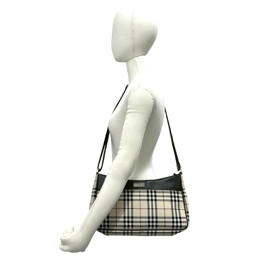 極 美品 BURBERRY バーバリー ノバチェック 柄 ロゴ 金具 キャンバス レザー 本革 ショルダーバッグ サコッシュ ベージュ ブラウン 88412_2